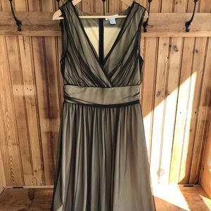 🌞 Newport News | V Neck Mesh Overlay Dress 12